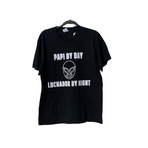 Men's SZ M Black "Papi By Day Luchador By Night" Lucha Libre 100% cotton t-shirt